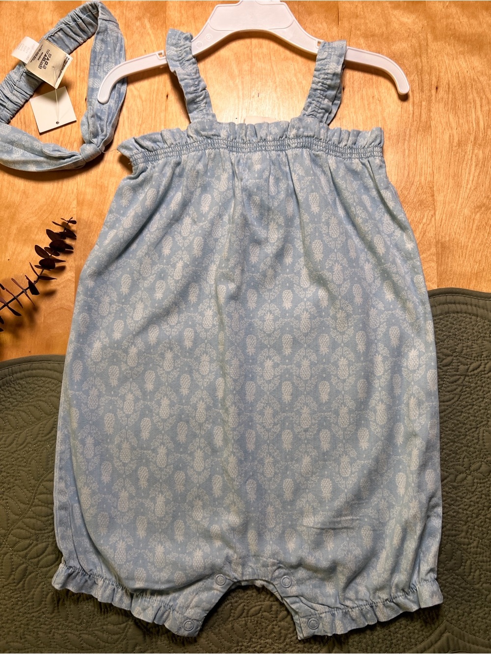 First Impressions Light Blue Floral Baby Romper Set